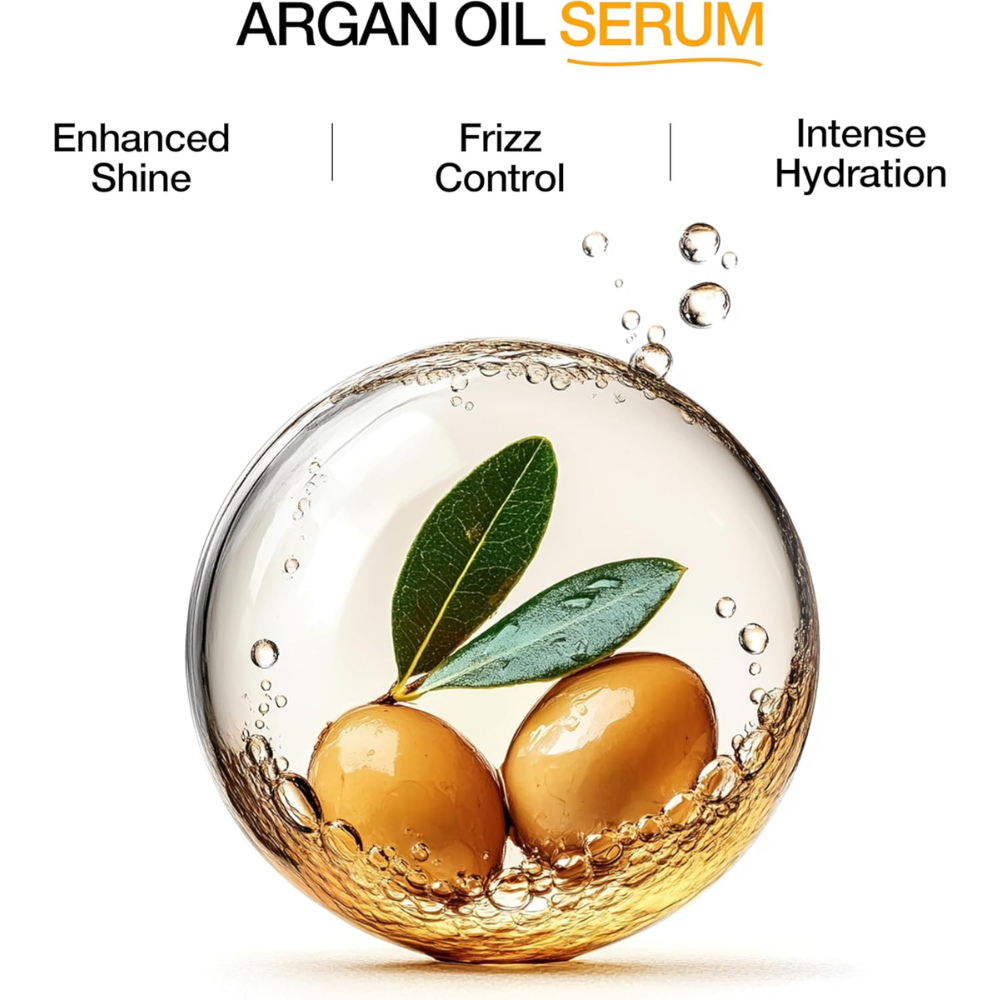 GK Hair serum in a 50ml bottle, designed for smoothing, shine, and heat protection for healthy hair.