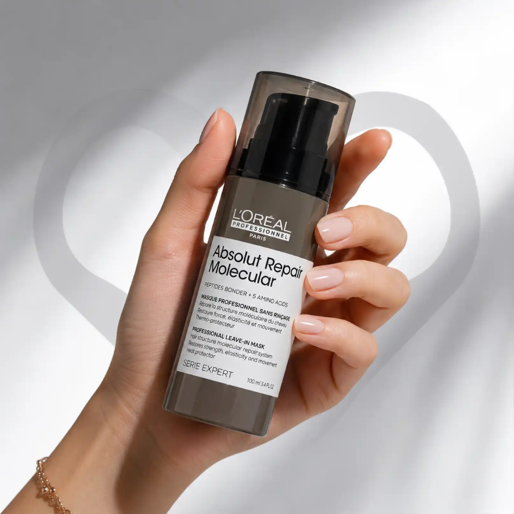 L'Oréal Professionnel Absolut Repair Molecular Leave-In Mask 100ml | Heat Protectant Hair Treatment for Damaged Hair
