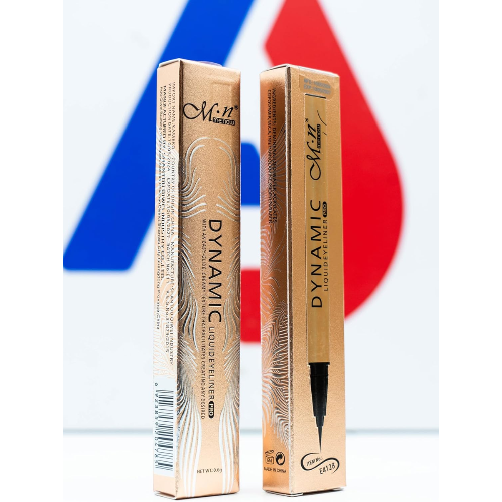 M.N Menow Pro Dynamic Liquid Eyeliner in black, 0.6ml, with a sleek applicator for precise eye makeup application