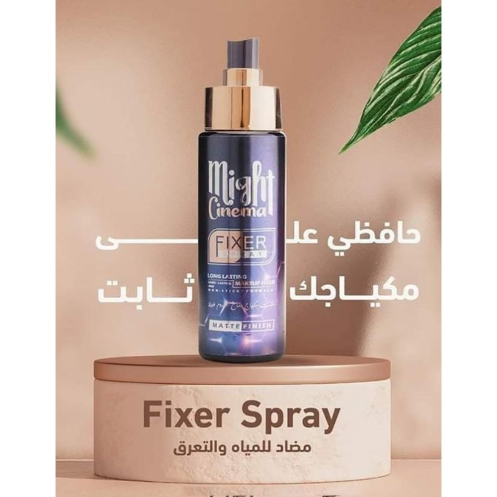 Might Cinema makeup fixer spray in 120ml with matte finish, long-lasting setting spray for flawless makeup.