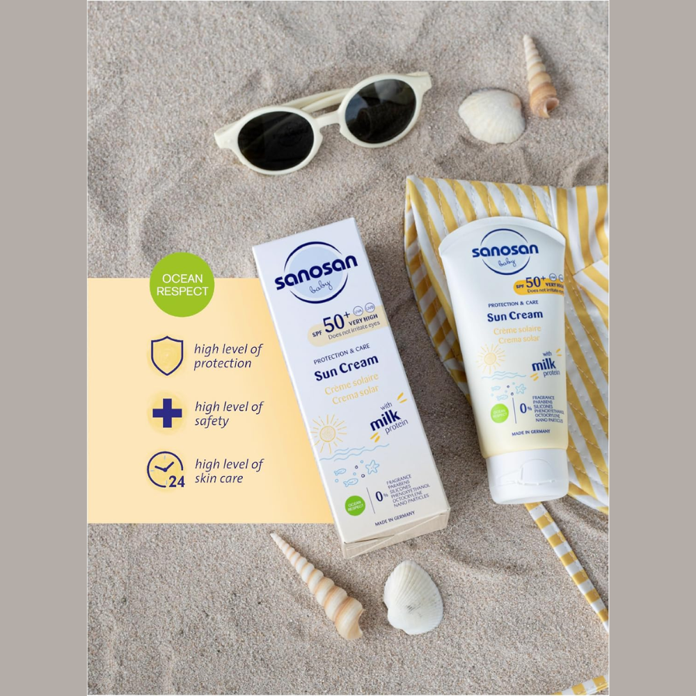 Sanosan Baby Sun Cream Face SPF 50+ | Very High UVA/UVB Protection for Sensitive Baby & Children's Skin