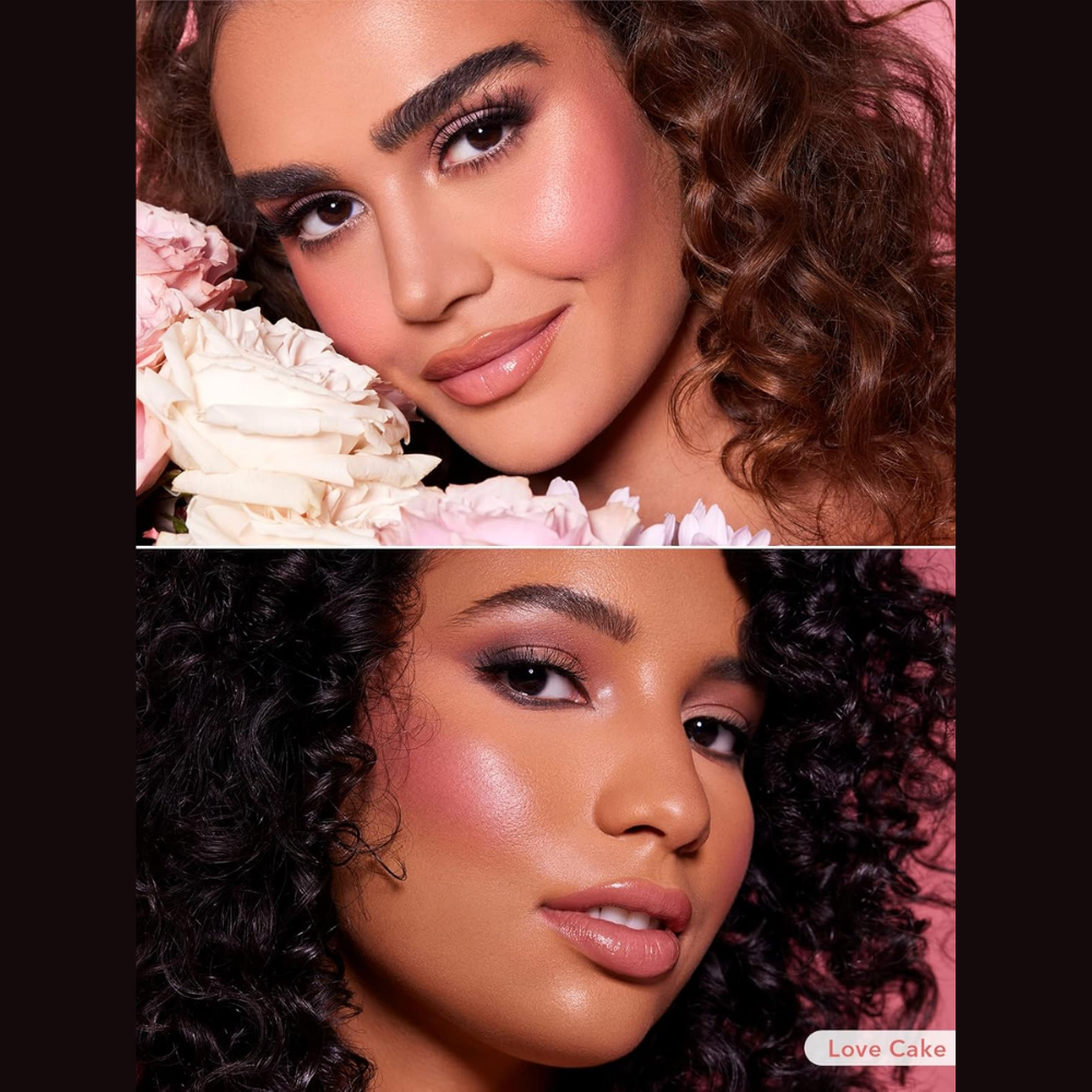 Sheglam color liquid blush in Love Cake, 5.2ml, showcasing the vibrant pink shade and sleek packaging of the makeup product.