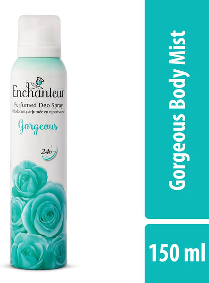 Enchanteur Gorgeous Perfumed Deo Spray 150ml | Floral Fragrance & Odor Protection