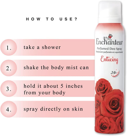 Enchanteur Enticing Perfumed Deo Spray 150ml | Floral Fragrance & Odor Protection