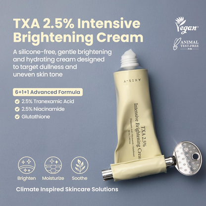 AXIS-Y TXA 2.5% Intensive Brightening Cream - Tranexamic Acid, Niacinamide & Glutathione for Hyperpigmentation & Dark Spot Concealer - Vegan Korean Skin Care Moisturizer Face Cream 50ml