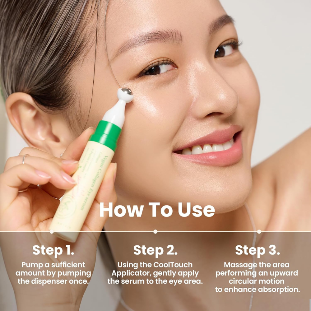 Vegan collagen eye serum in a 10ml bottle, featuring a sleek design, part of AXIS-Y's facial care collection.