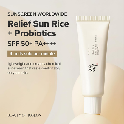 Beauty of Joseon Relief Sun Rice + Probiotics SPF50+ PA- 50ml | Hydrating Face Sunscreen