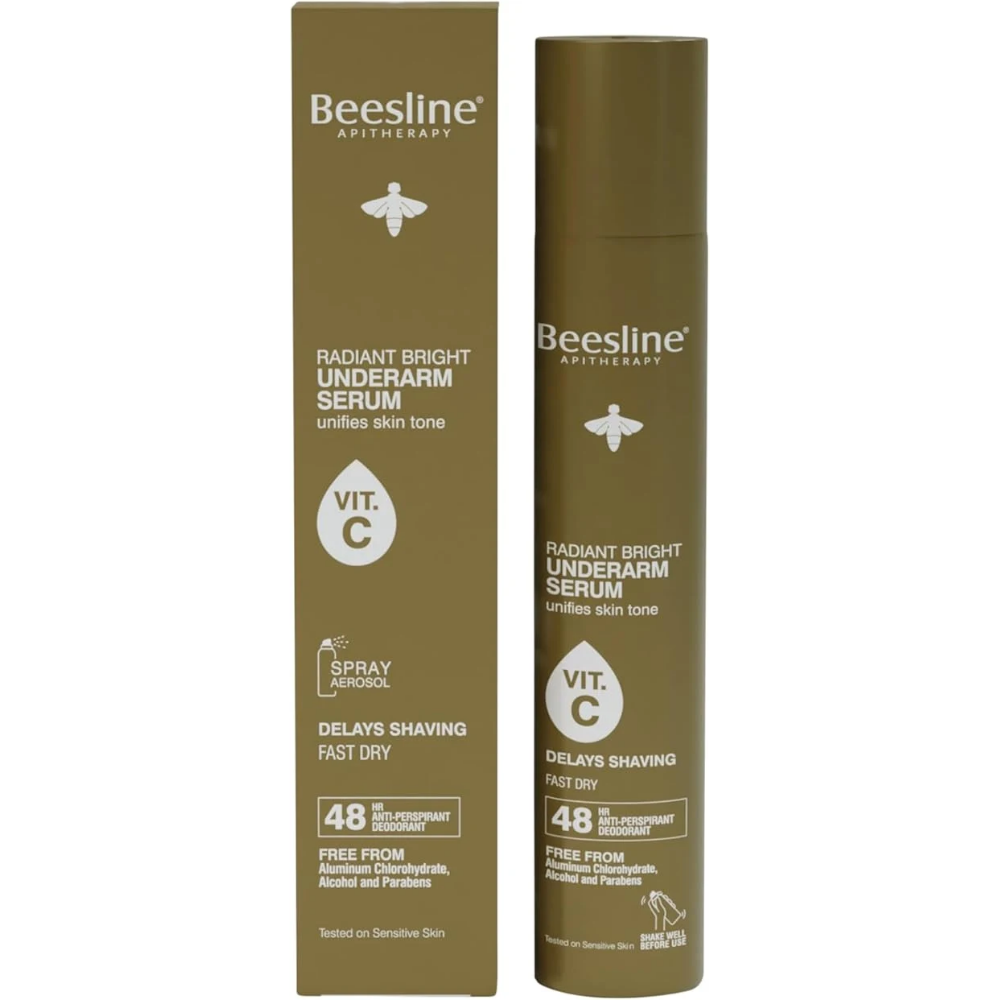 Beesline Radiant Bright Underarm Serum packaging on a white background