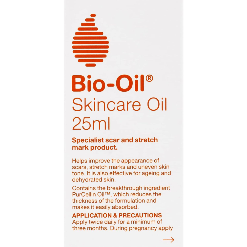 Bio-Oil specialist skincare oil for scars, stretch marks, and dry skin, 25ml, facial care product with nourishing oil formula.