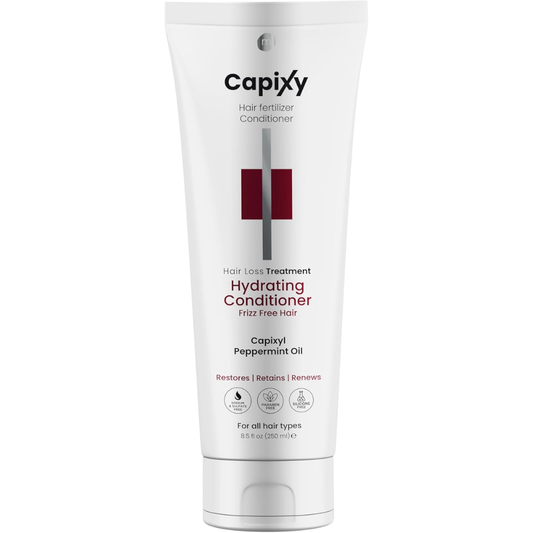 Capixy Hair Hydrating Conditioner 250ml bottle, smooth and moisturizing hair care product with white and blue packaging.