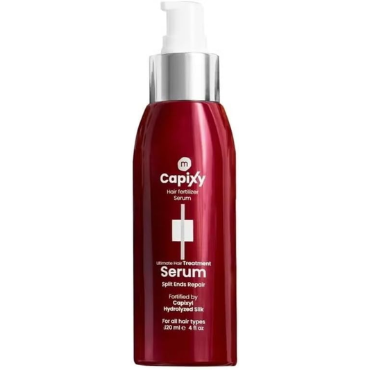 Capixy Hair Serum 120ml bottle with sleek packaging, designed for nourishing and smoothing hair care.