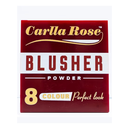 Carlla Rose blusher powder palette with 8 colorful shades for makeup, featuring pressed blushes in a sleek compact.
