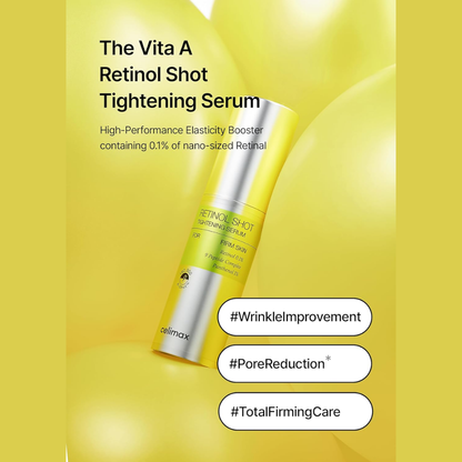 Celimax Retinol Shot Tightening Serum 30ml | 0.1% Retinol Serum with 9 Peptides & Panthenol for Firmer-Looking Skin