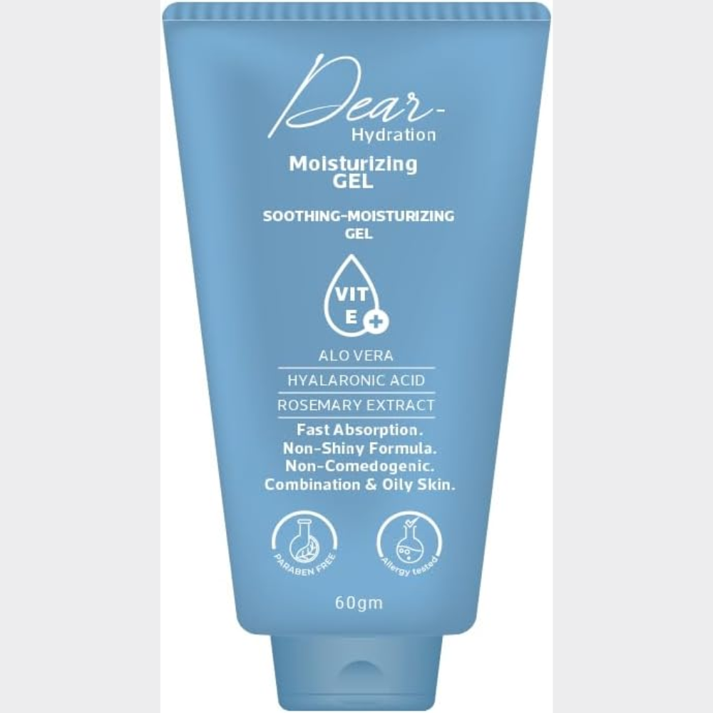 Dear Hydration Moisturizing Gel for facial care, showing the 60g jar of hydrating skincare product.