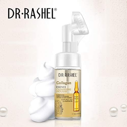 Dr. Rashel collagen cleansing mousse 125ml in a white bottle with a pump, designed for facial skincare and cleansing.