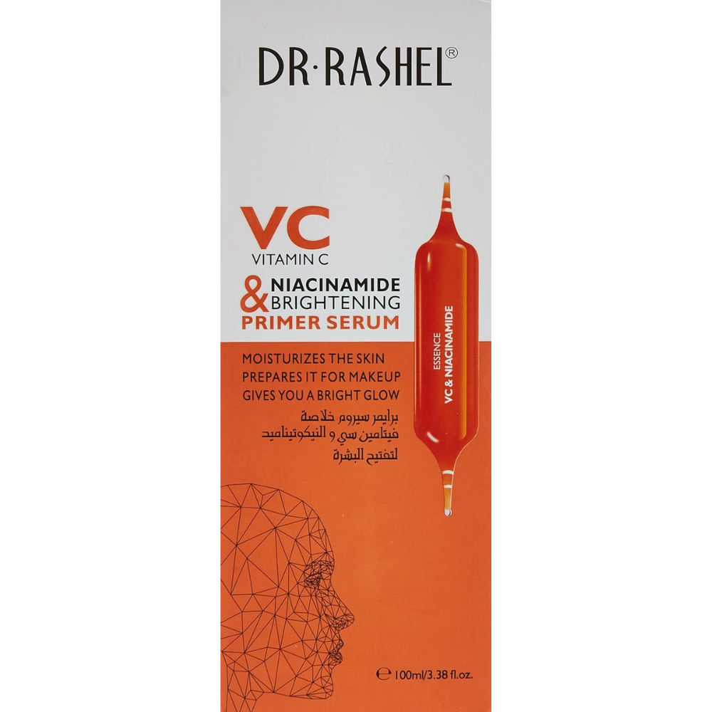 Dr. Rashel Niacinamide Brightening Serum 100ml bottle, facial care product with clear label and pump dispenser.