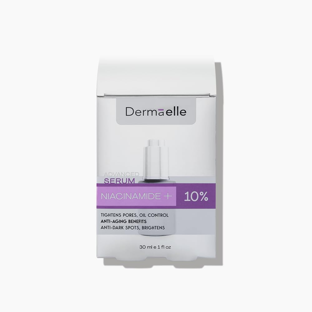 Dermaelle niacinamide serum packaging on a white background