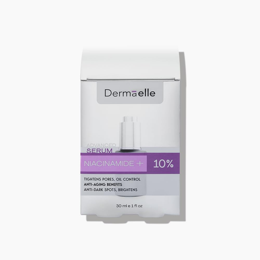 Dermaelle niacinamide serum packaging on a white background
