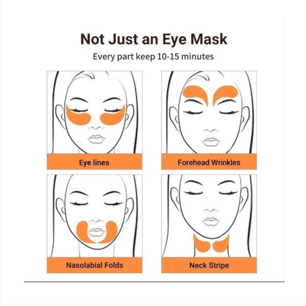 Disaar whitening eye mask pack with 60 pieces, showing individual eye masks designed for eye care and brightening.