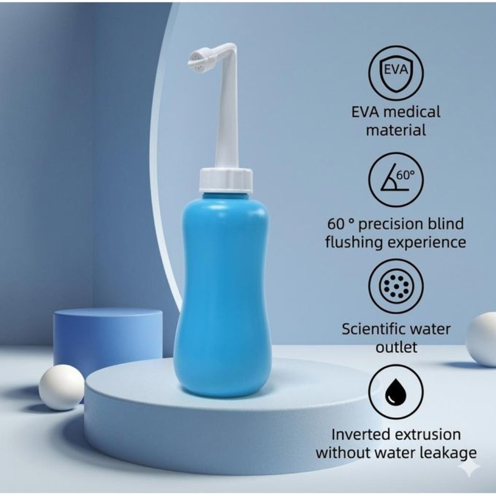 Dolphin Boz portable bidet with 800ml capacity, compact body care device shown in white with a nozzle for personal hygiene.