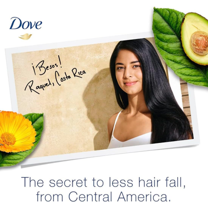 Dove Nourishing Secrets shampoo with avocado oil in a 600ML bottle, designed for nourishing hair care.