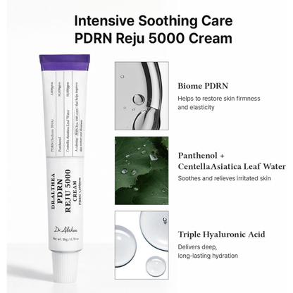 Dr. Althea PDRN 5000 Skin Repair Regenerating Cream jar with 20ml, featuring a white container and label highlighting facial care ingredients.