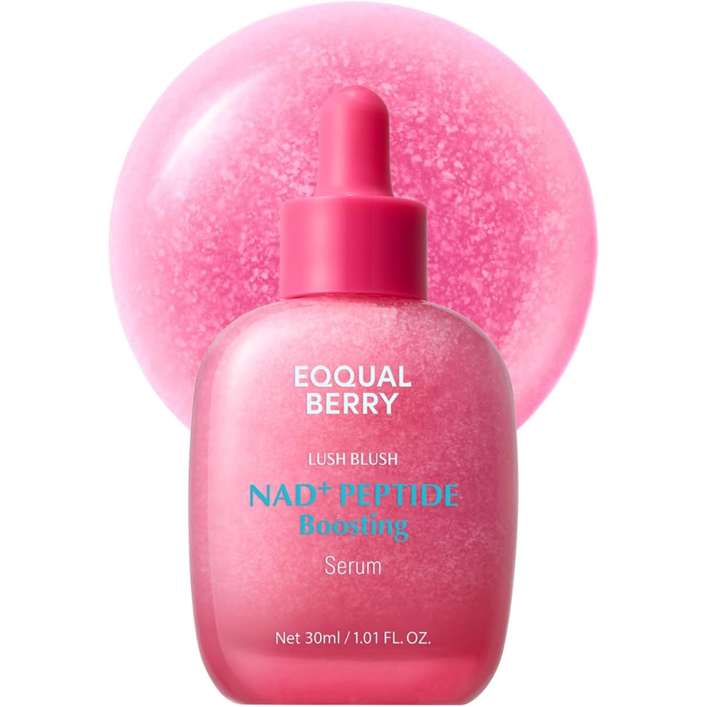 EQQUALBERRY NAD+ Peptide Boosting Smoothie Serum 30ml, facial care product in a sleek bottle with a modern label.