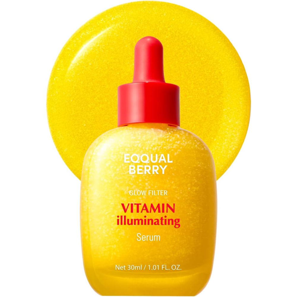 EQQUALBERRY Deep Cera Vitamin Illuminating Serum in 30ml bottle, facial care product with clear liquid and pump dispenser.