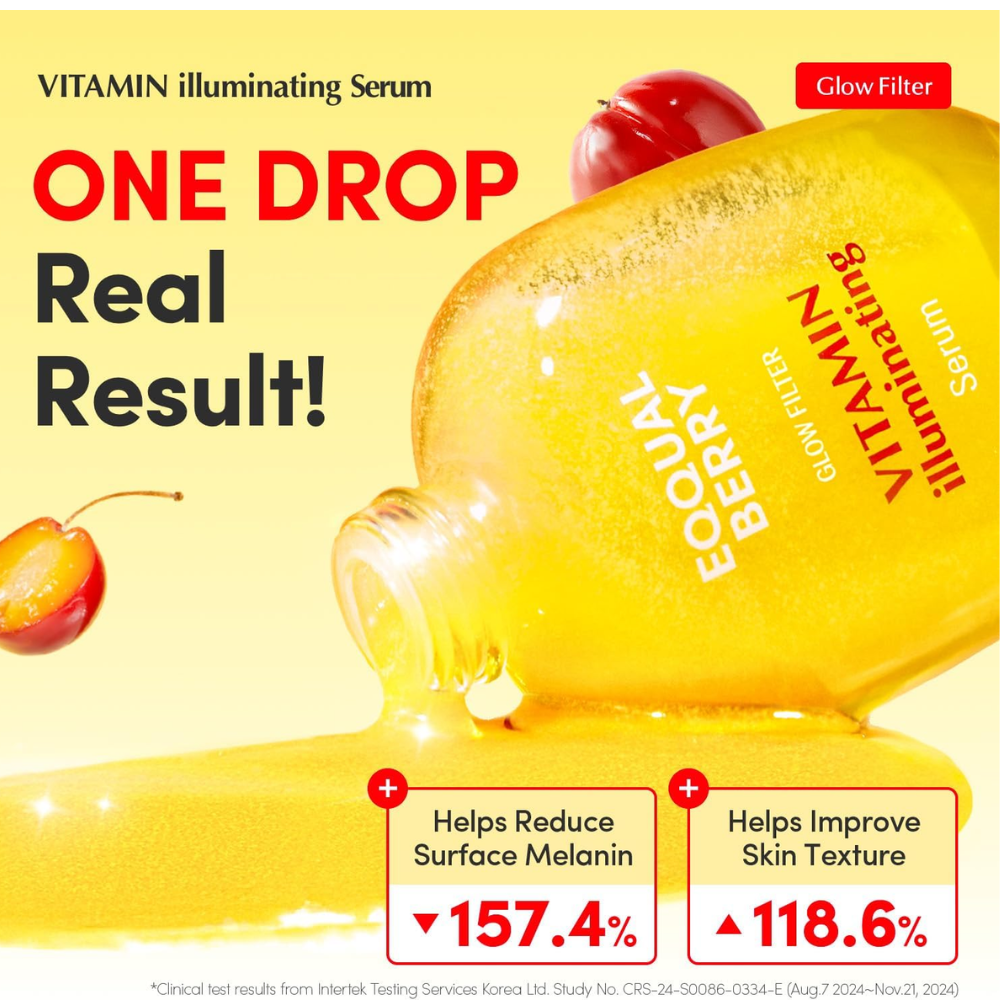 EqqualBerry Deep Cera Vitamin Illuminating Serum 30ml bottle, facial care product with a sleek design and clear labeling.