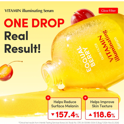 EqqualBerry Deep Cera Vitamin Illuminating Serum 30ml bottle, facial care product with a sleek design and clear labeling.