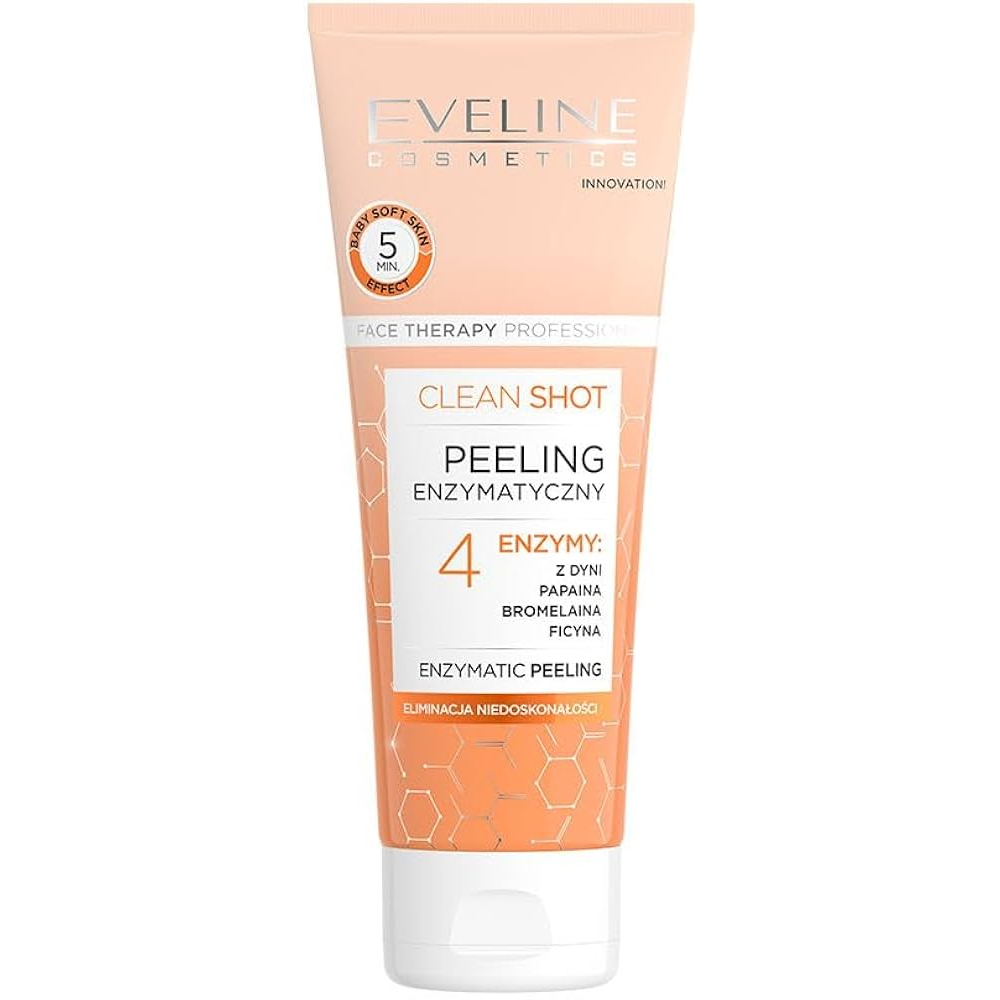 Eveline Face Therapy Professional Clean Shot Enzymatic Peeling Gel 75ml | Gentle Enzyme Face Exfoliator