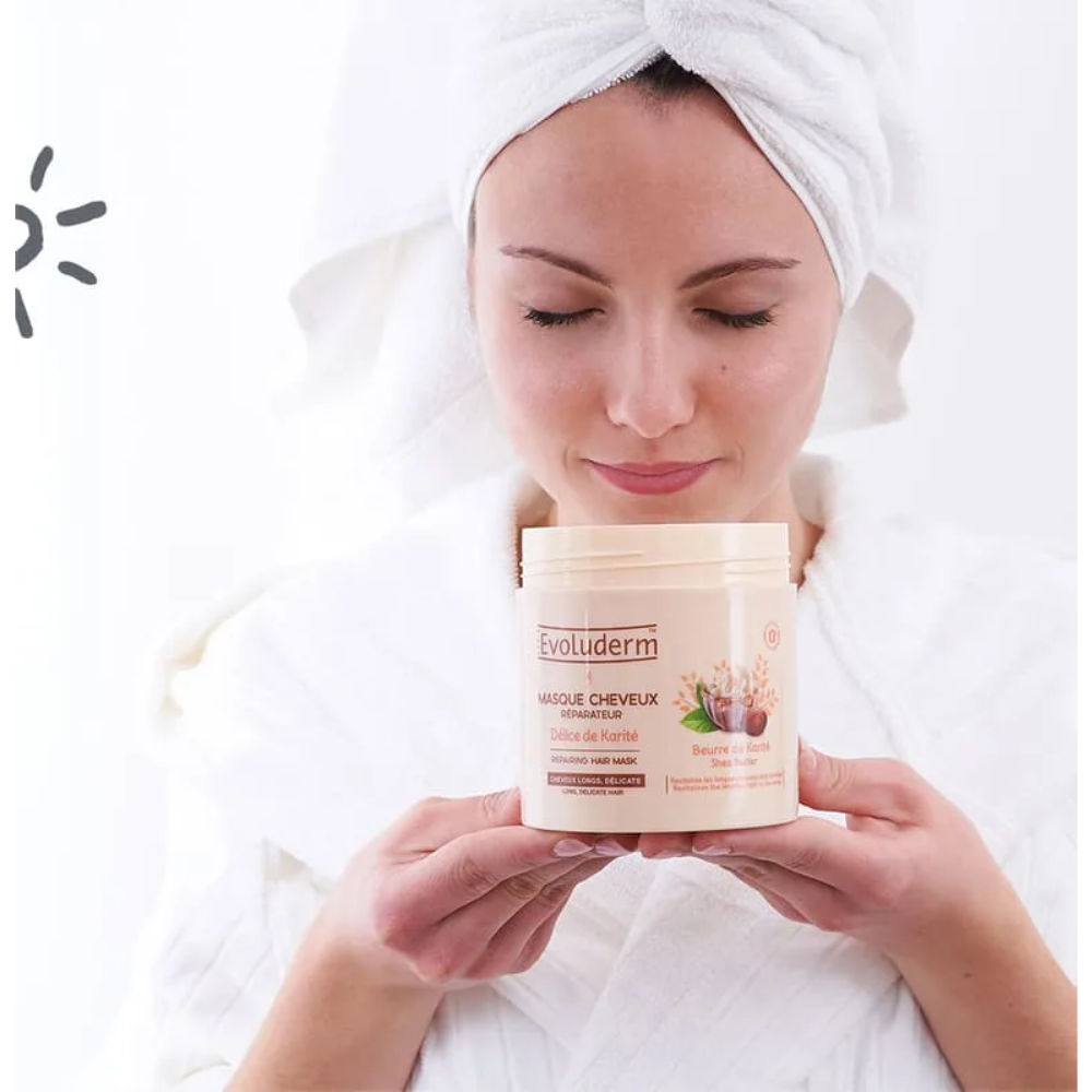Evoluderm Délice de Karité Repairing Hair Mask 500ml | Nourishing Hair Mask for Long, Delicate Hair