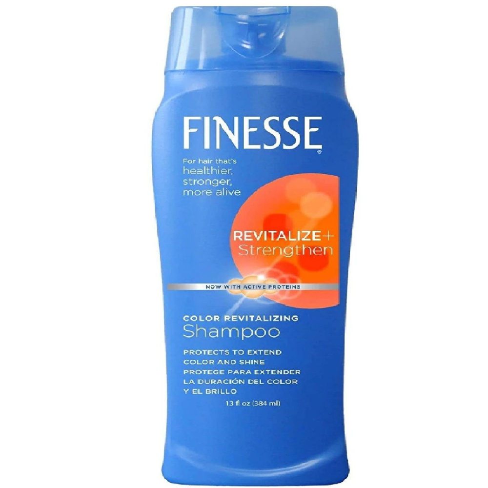 Finesse revitalizing shampoo in a 384ml bottle, designed for hair care and hair health.