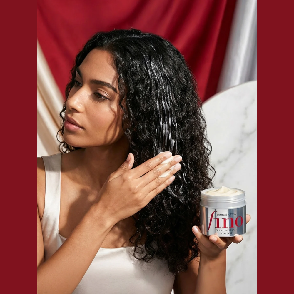 Fino Premium Touch Hair Mask 230g jar showing creamy hair treatment for deep conditioning and nourishing hair care.