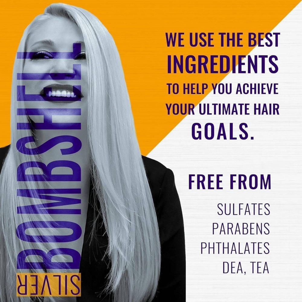 GK Hair Silver Bombshell Purple Shampoo 280ml | Color-Safe Anti-Brass Shampoo for Blonde, Silver, Grey & Highlighted Hair