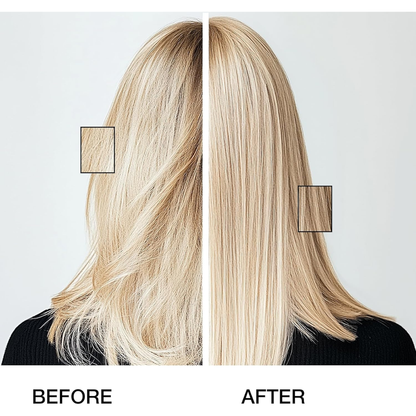 GK Hair serum bottle for smoother, shiny hair with heat protection, 50ml, displayed with a sleek design and clear label.