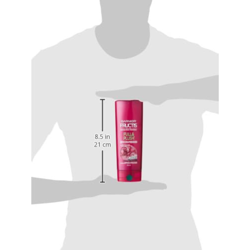 Garnier Fructis Full & Plush Conditioner 354ml for volumizing fine, flat hair, showing the conditioner bottle and label
