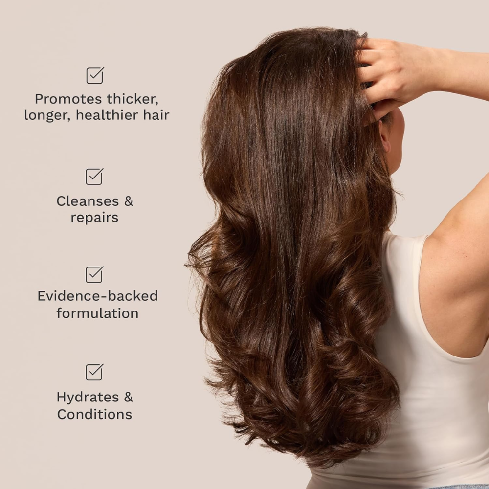 HAIR BURST shampoo and conditioner set 350ml bottles, featuring sleek packaging for hair care and scalp nourishment.