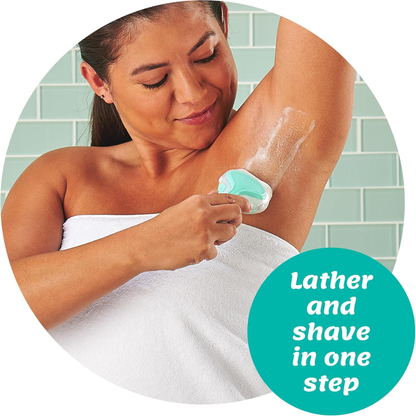 Intuition Schick Sensitive Care women's razor with two moisturizing blade refills and natural aloe for smooth skin.