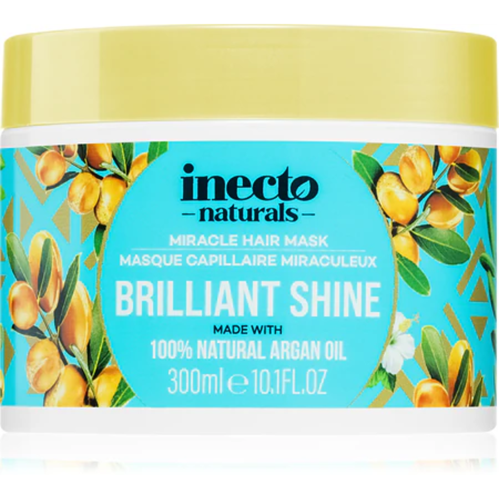 Inecto Intensive hair mask with argan oil, 300ml, showing a jar of nourishing hair treatment for damaged hair care.