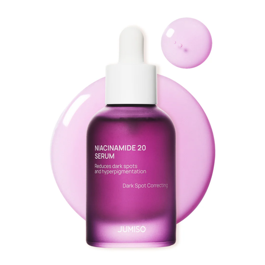 Jumiso Niacinamide 20 Serum in a 30ml bottle, designed to reduce dark spots and improve uneven skin tone.