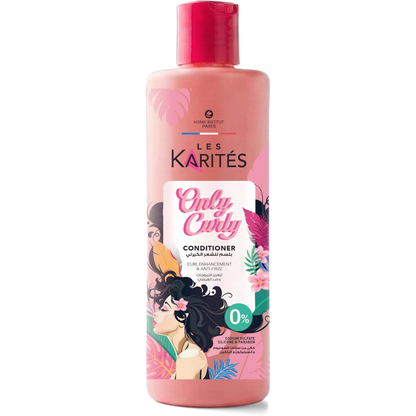 Karites Only Curly Conditioner for curl care, 400 ml, featuring a bottle of natural hair care product for curly hair.
