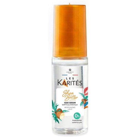 Karites Shea Butter Hair Serum in 60 ml bottle, moisturizing hair care treatment with nourishing shea butter for silky smooth hair.