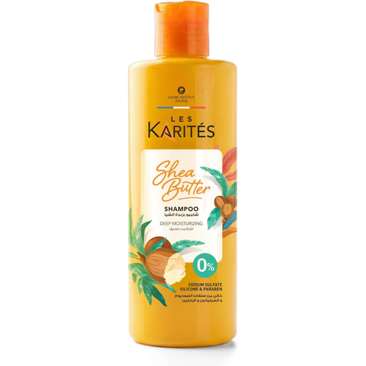 Karites Shea Butter Shampoo deep moisturizing for hair, 400 ml bottle with nourishing formula and natural ingredients.