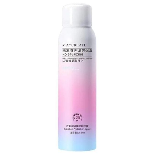 Pibamy moisturizing spray for face and body, 150ml, brightening skincare product with a spray nozzle and clear bottle.