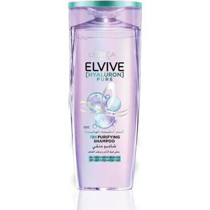 L’Oréal Paris Elvive Hyaluron Pure purifying shampoo bottle, 400ml, for clean and refreshed hair care.
