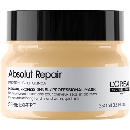 L’Oréal Professionnel Absolut Repair Mask For dry & damaged hair  Repairs & Hydrates Dry, Damaged Hair With Gold Quino & Protein 250ml