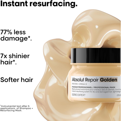 L’Oréal Professionnel Absolut Repair Mask For dry & damaged hair  Repairs & Hydrates Dry, Damaged Hair With Gold Quino & Protein 250ml