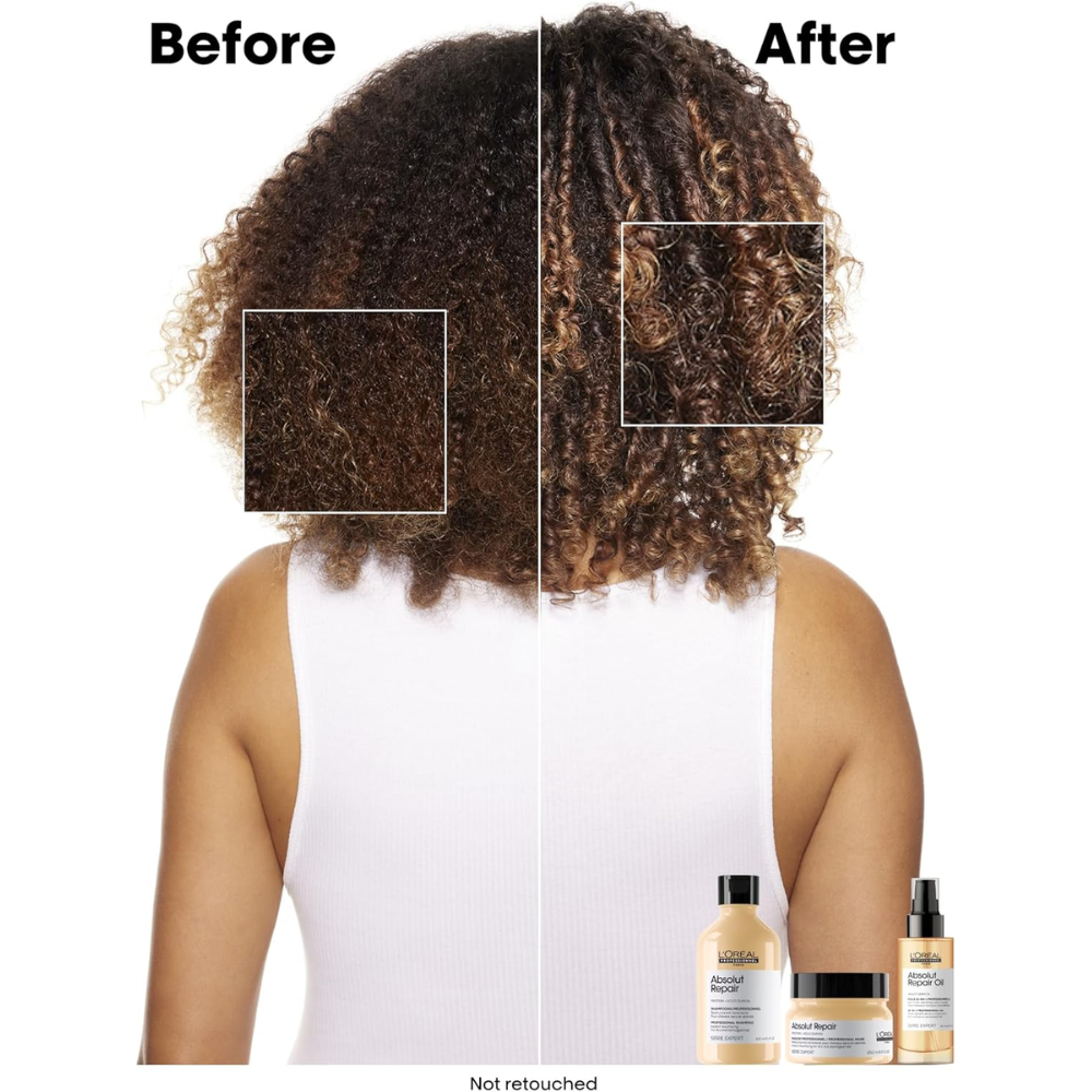 L'Oréal Professionnel Absolut Repair Oil 90ml hair care bottle with dropper for nourishing and repairing damaged hair.