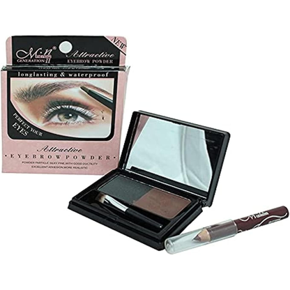 M.N Styling Eyebrow Powder in shade E12006, 3G, with a compact container and brush, used for natural eyebrow filling and shaping.